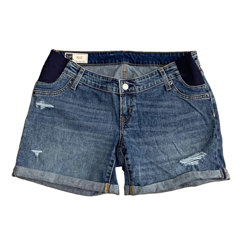 GAP Maternity Denim Shorts Womens 28/6 Regular Blue Mid Rise Stretch 5-Pocket